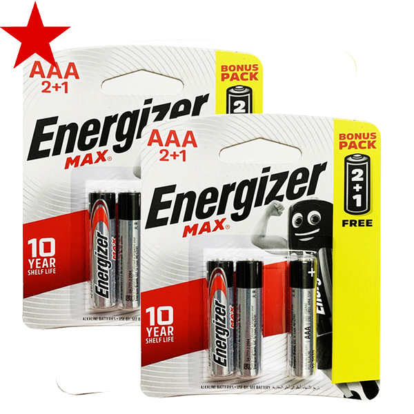 Combo 2 vỉ pin AAA Energizer Alkaline chính hãng (1 vỉ 3 viên)