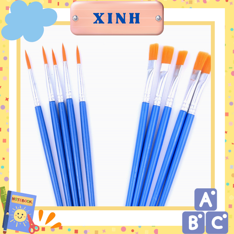 10 cây cọ vẽ màu nước ( cọ bản) cho bé