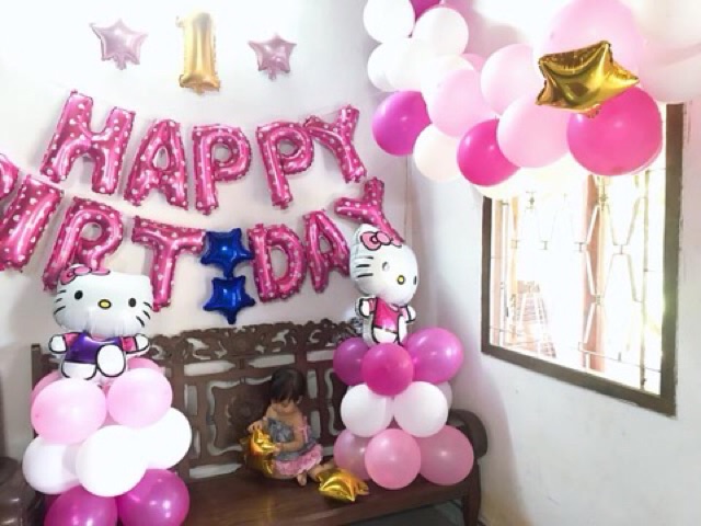 Set bóng trang trí sinh nhật hello kitty- set 8C
