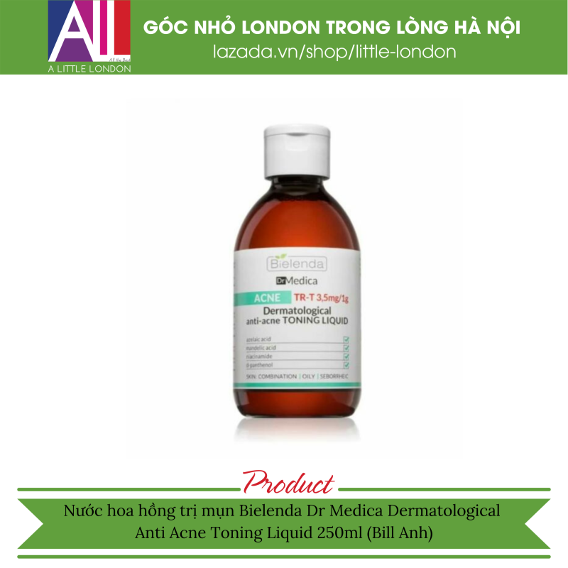 Nước hoa hồng trị mụn Bielenda Dr Medica Dermatological Anti Acne Toning Liquid 250ml (Bill Anh) giá rẻ
