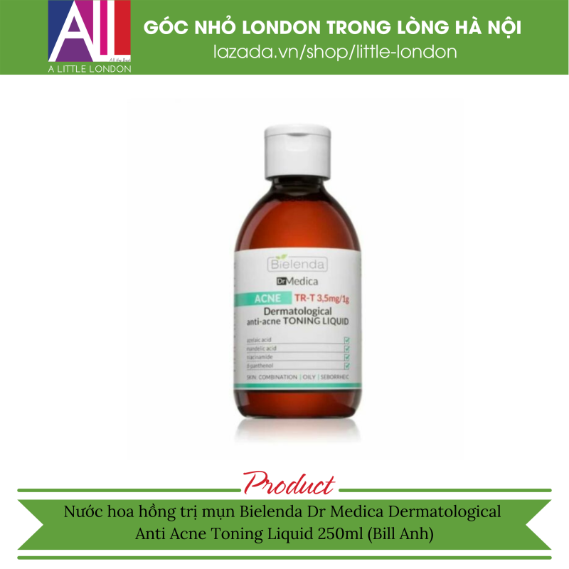 Nước hoa hồng trị mụn Bielenda Dr Medica Dermatological Anti Acne Toning Liquid 250ml (Bill Anh)