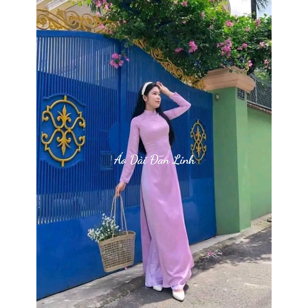 Áo dài màu tím cà vải lụa Tây thi dày mịn - Áo Dài Đan Linh