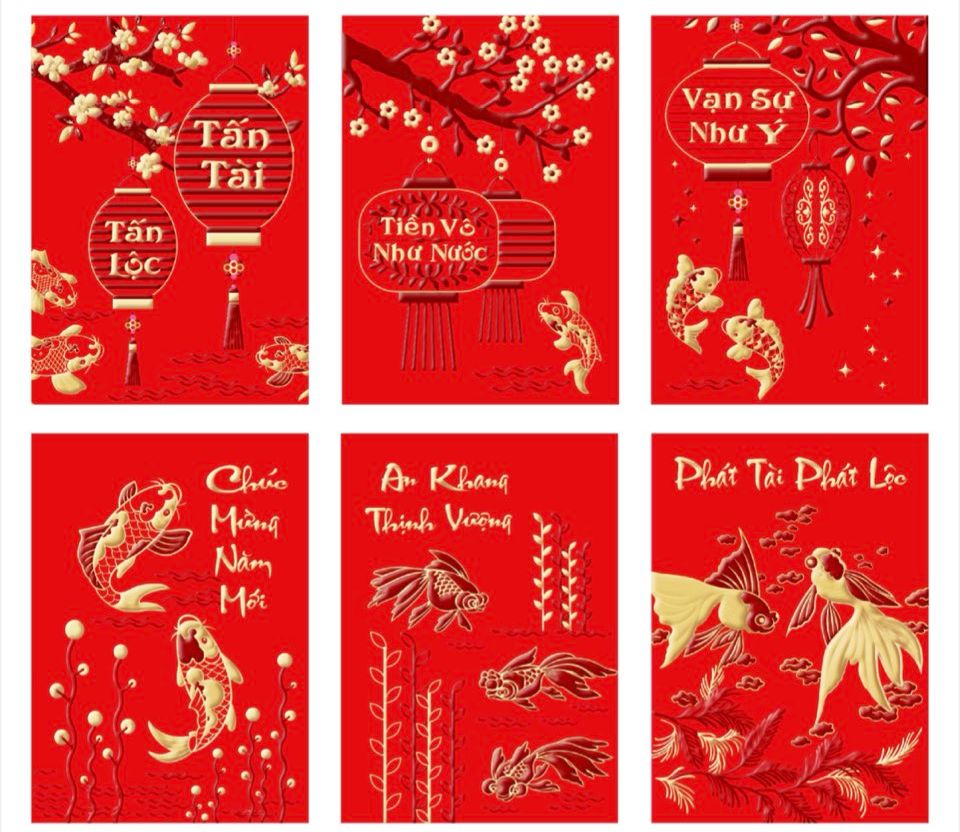 60 cái bao lì xì nhung may mắn cao cấp