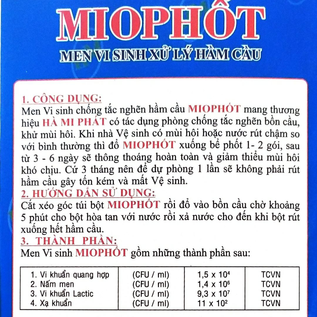 MEN VI SINH XỬ LÍ HẦM CẦU MIOPHỐT ( 300gam )