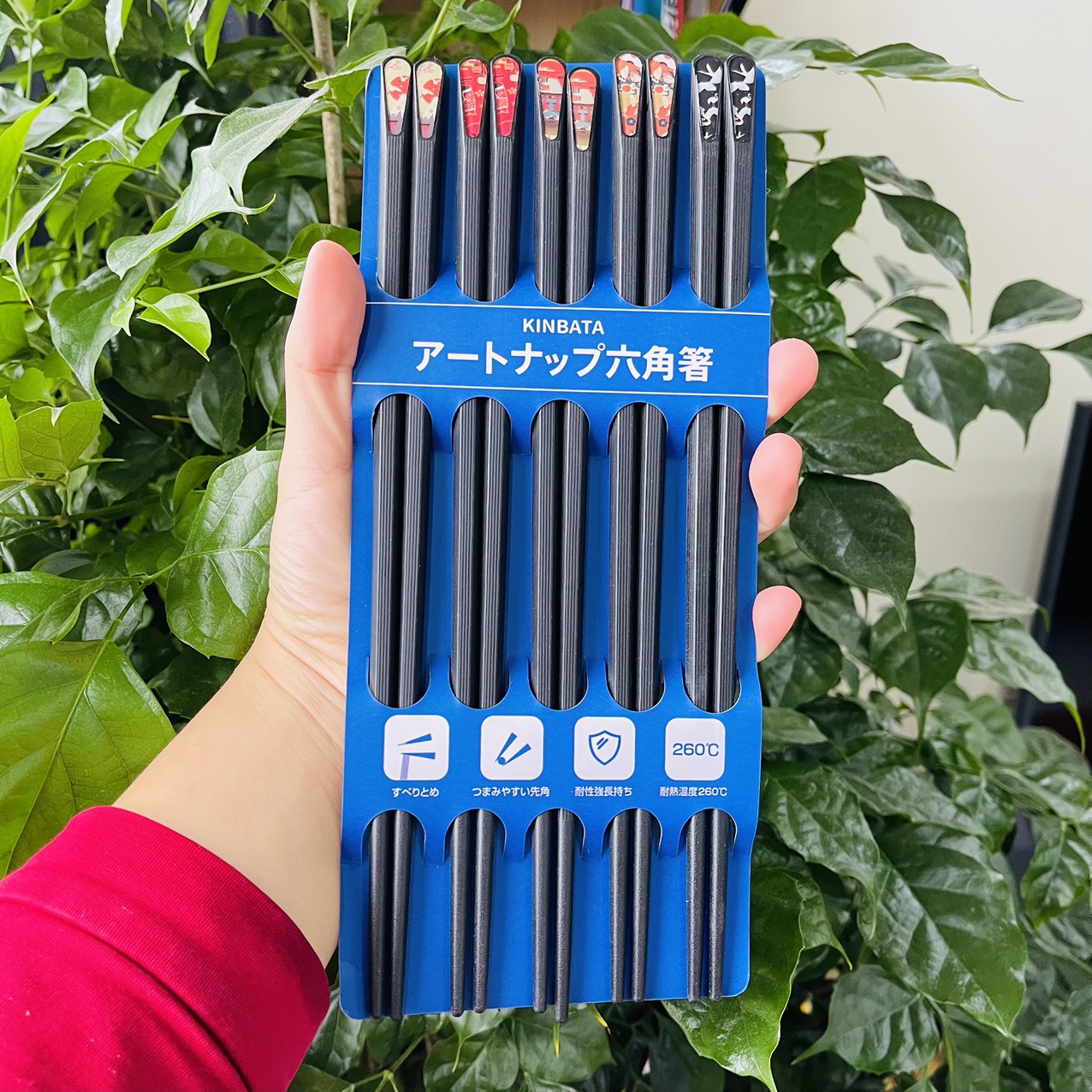 Set 5 đôi đũa ăn kinbata 24,6cm từ sợi thủy tinh kháng khuẩn, chịu nhiệt cao 260 độ c