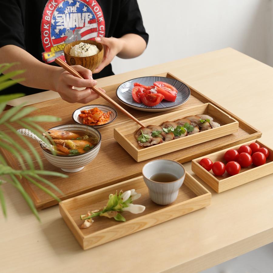 Phong Cách Nhật Bản Khay Đựng Khay Ăn Đĩa Sushi Trái Cây, Đồ Ăn Nhẹ, Đĩa Đĩa Gỗ Tần Bì Hình Chữ Nhật Khay Trà Bánh Mì Bữa Sáng Khay Ăn