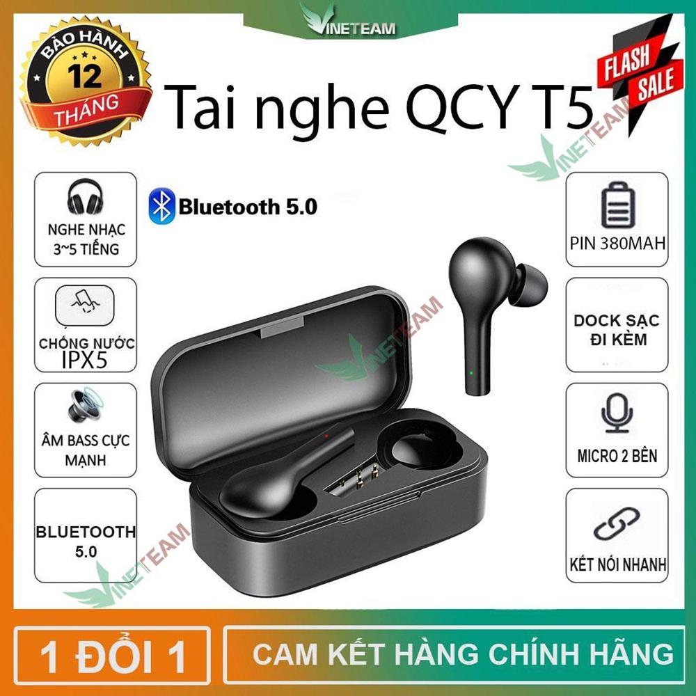 Tai Nghe Bluetooth True Wireless QCY T5 - QCY T11 Cao Cấp Chống Nước IPX5 Chống Ồn CVC 6.0