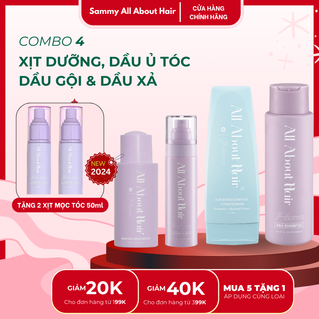 [TẶNG 2 XỊT 50ML] Combo 4 sản phẩm dưỡng tóc All About Hair