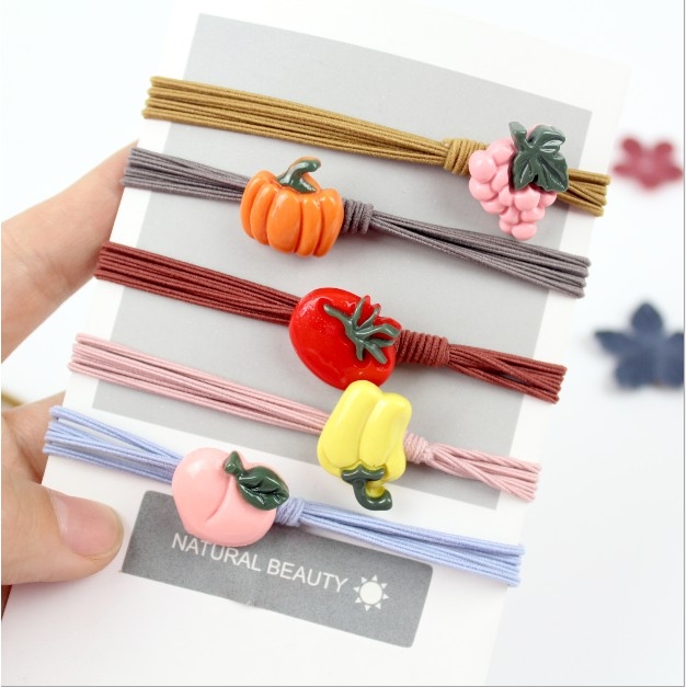 DÂY CỘT TÓC HOA QUẢ - BỘ 05 THUN
