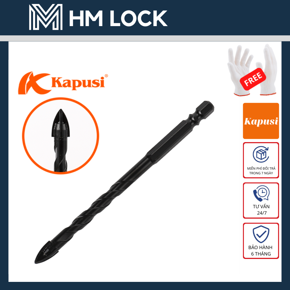 Mũi khoan đa năng 4 chấu kapusi 6,8,10,12mm chuôi lục giác chuẩn 6.35mm - hàng chính hãng