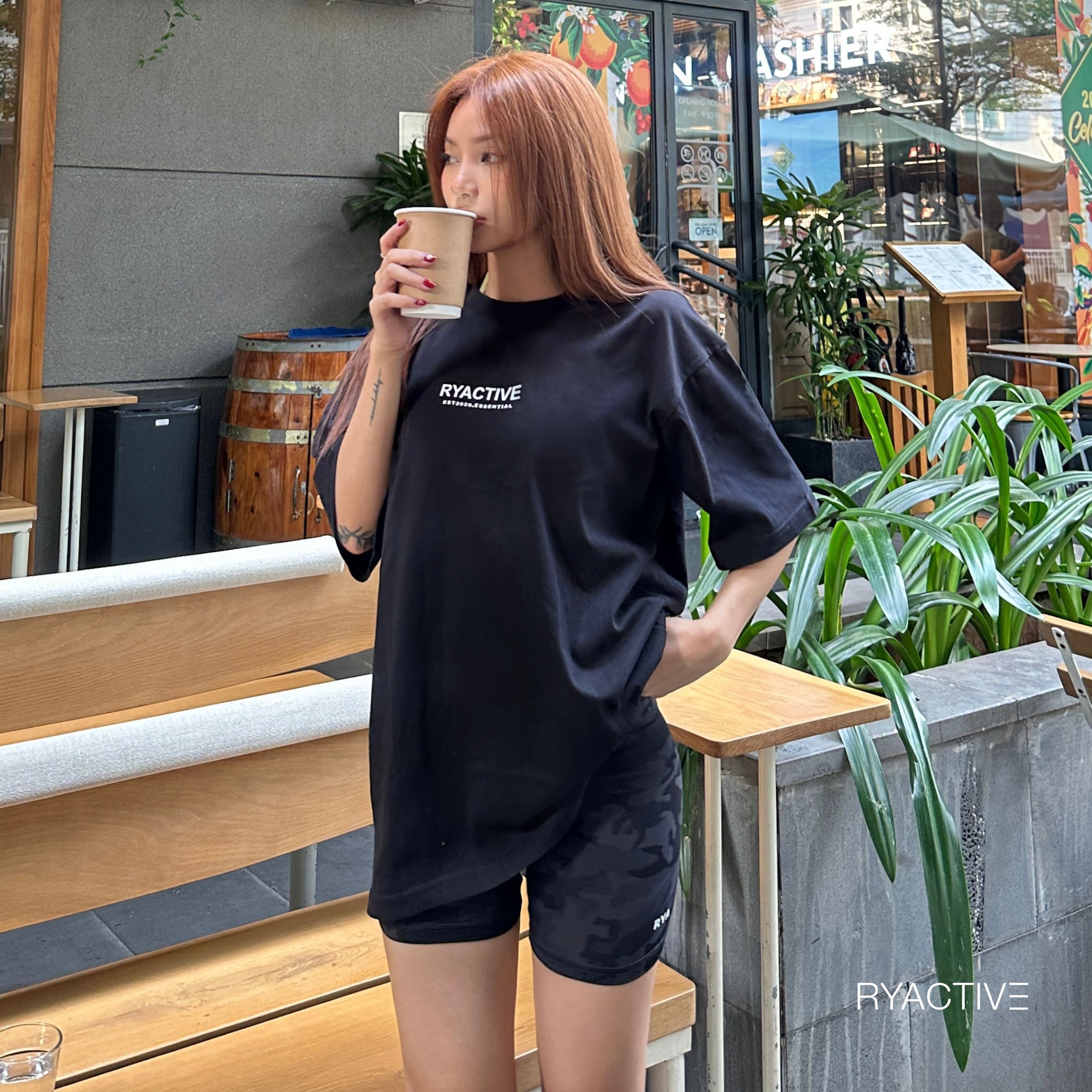 Áo thun form oversize RYACTIVE - RYACTIVE ESSENTIAL TEE  Black