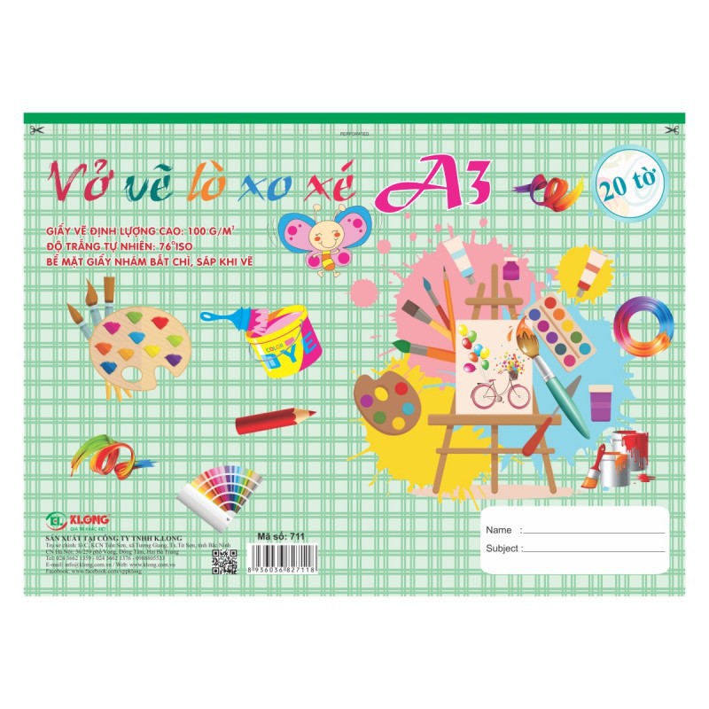 Vở vẽ Klong A3 lò xo/gáy dán