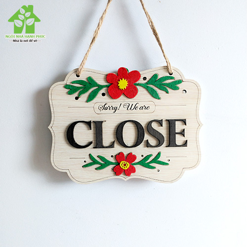 Bảng gỗ decor trang trí SHOP 🚀OPEN - CLOSE 2 MẶT🚀 (tặng kem móc treo tường)