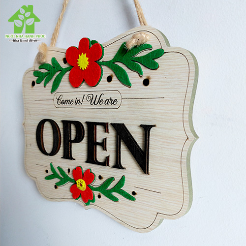 Bảng gỗ decor trang trí SHOP 🚀OPEN - CLOSE 2 MẶT🚀 (tặng kem móc treo tường)