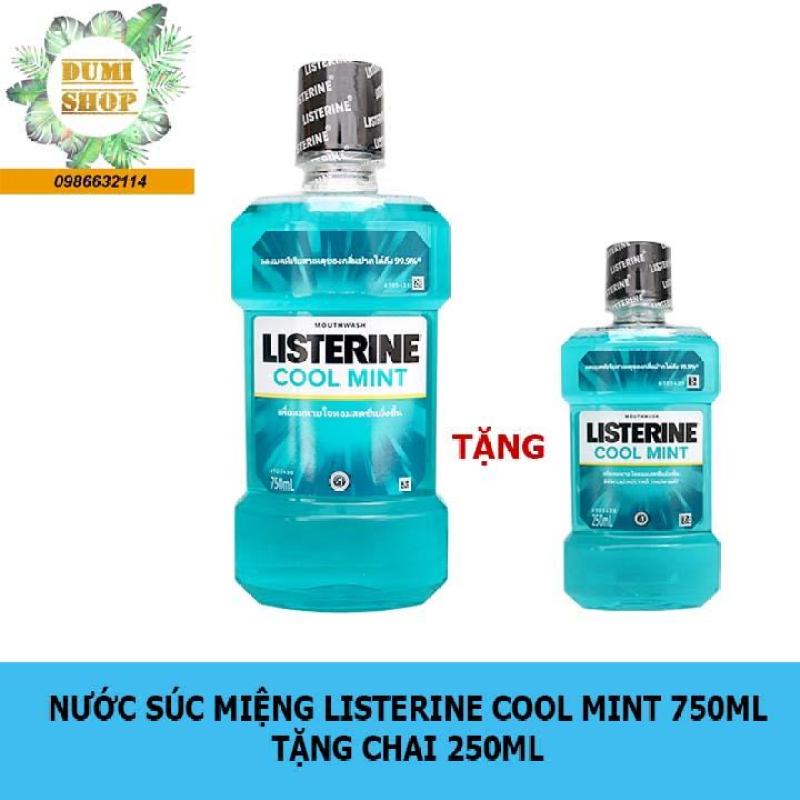 Nước súc miệng Listerine Cool Mint 750ml tặng chai 250ml nhập khẩu