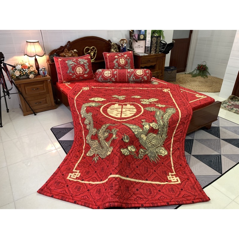 Bộ ga gối thun mát lạnh 5D cao cấp . nhận may theo yêu cầu
