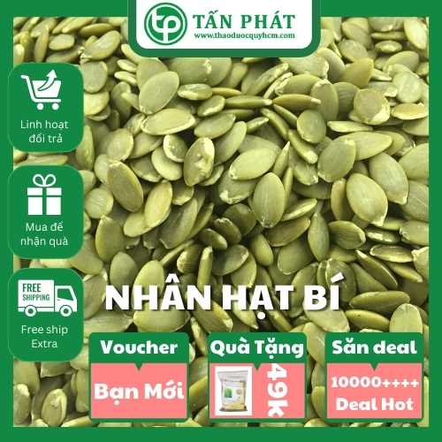 [hạt hữu cơ] Nhân bí xanh túi lớn loại 1kg - Tấn Phát - hạt dinh dưỡng