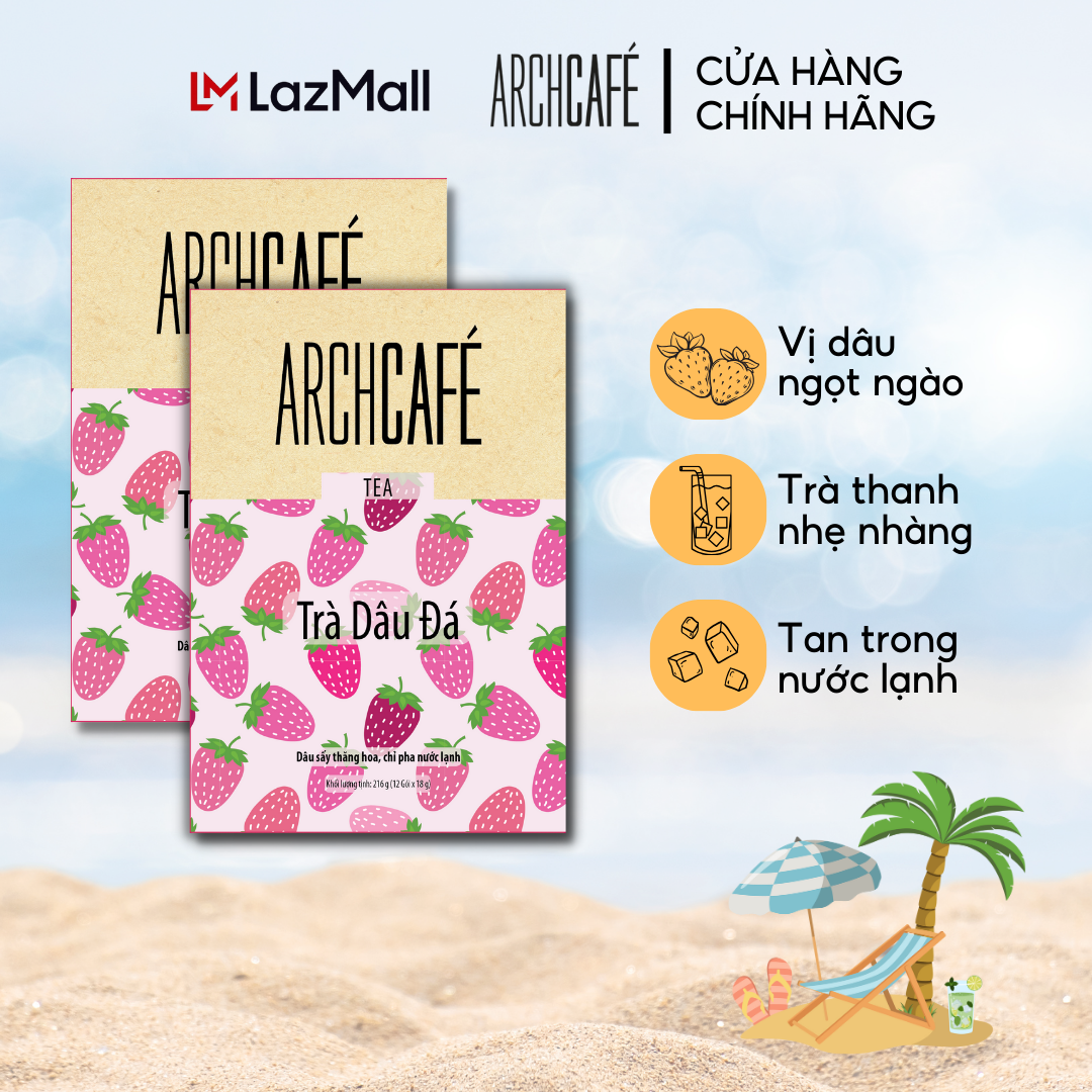 Combo 2 Trà Dâu Đá - Trà trái cây hoà tan Archcafé (hộp 12 gói x 18g)