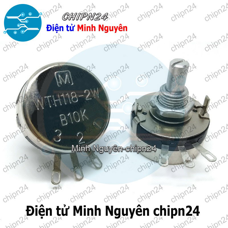 [1 con] (F152) Biến trở 2W WTH118 Trắng 10K (WTH118-2W 1A, Biến trở công nghiệp, Biến trở công suất) - HH002737