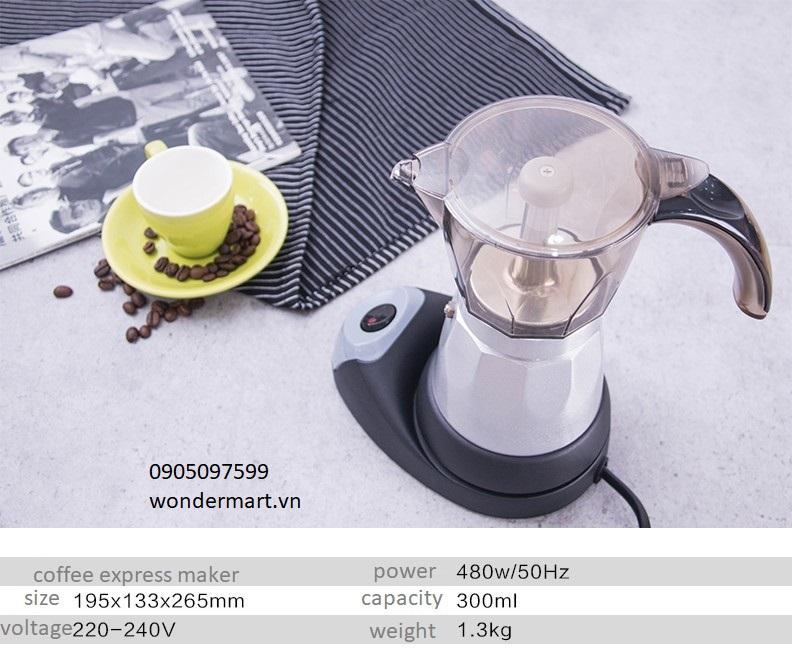 Ấm pha cà phê điện phong cách Italy 3-6 tách max 300ml