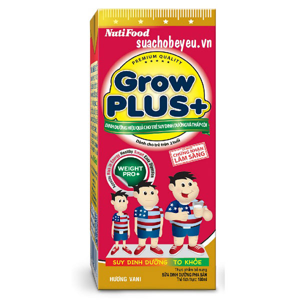 Thùng 48 Hộp  Sữa bột pha sẵn Grow Plus+ Đỏ Nutifood 180ml -HSD luôn mới
