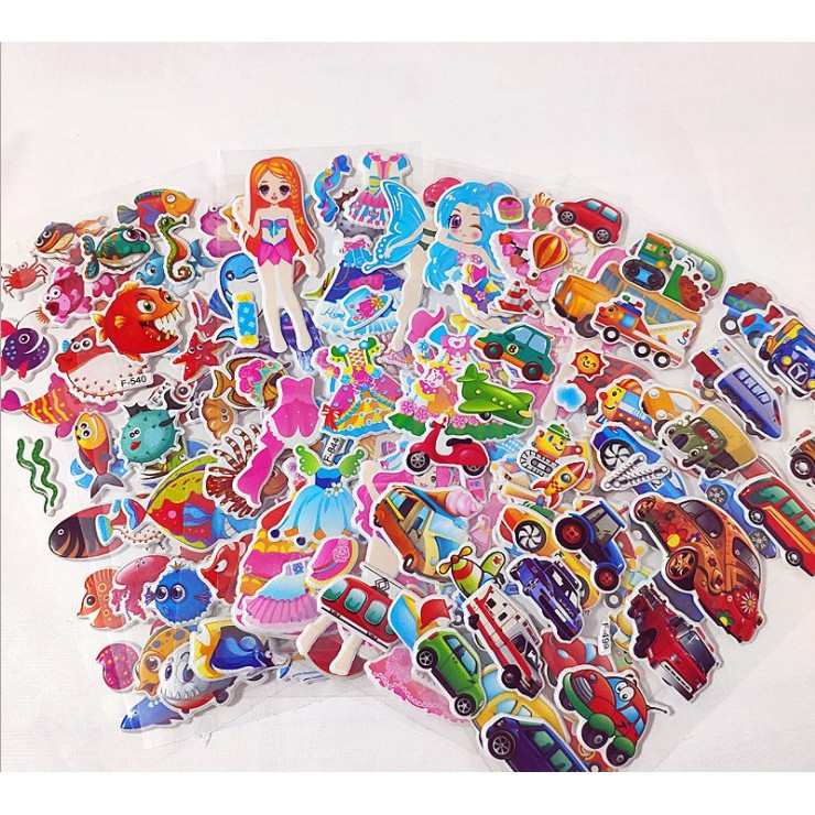 Set 1 tấm Hình dán sticker 3D nổi chống nước Hello Kitty Doraemon dễ thương cho bé trai gái STI002
