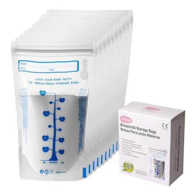 [HCM]Túi trữ sữa Unimom 210ml 60 túi chất liệu an toàn BPA free hai lớp rất chắc chắn an toàn khóa zipper ở miệng túi