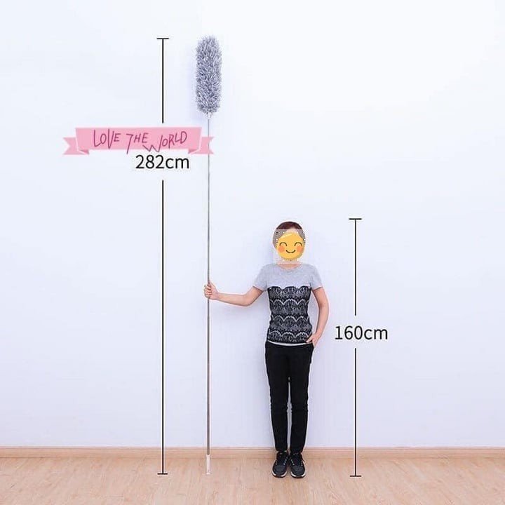 [HÀNG LOẠI 1] Cây chổi lông quét lau bụi mạng nhện trần nhà đa năng cán dài inox rút gọn gập được 90 độ thông minh