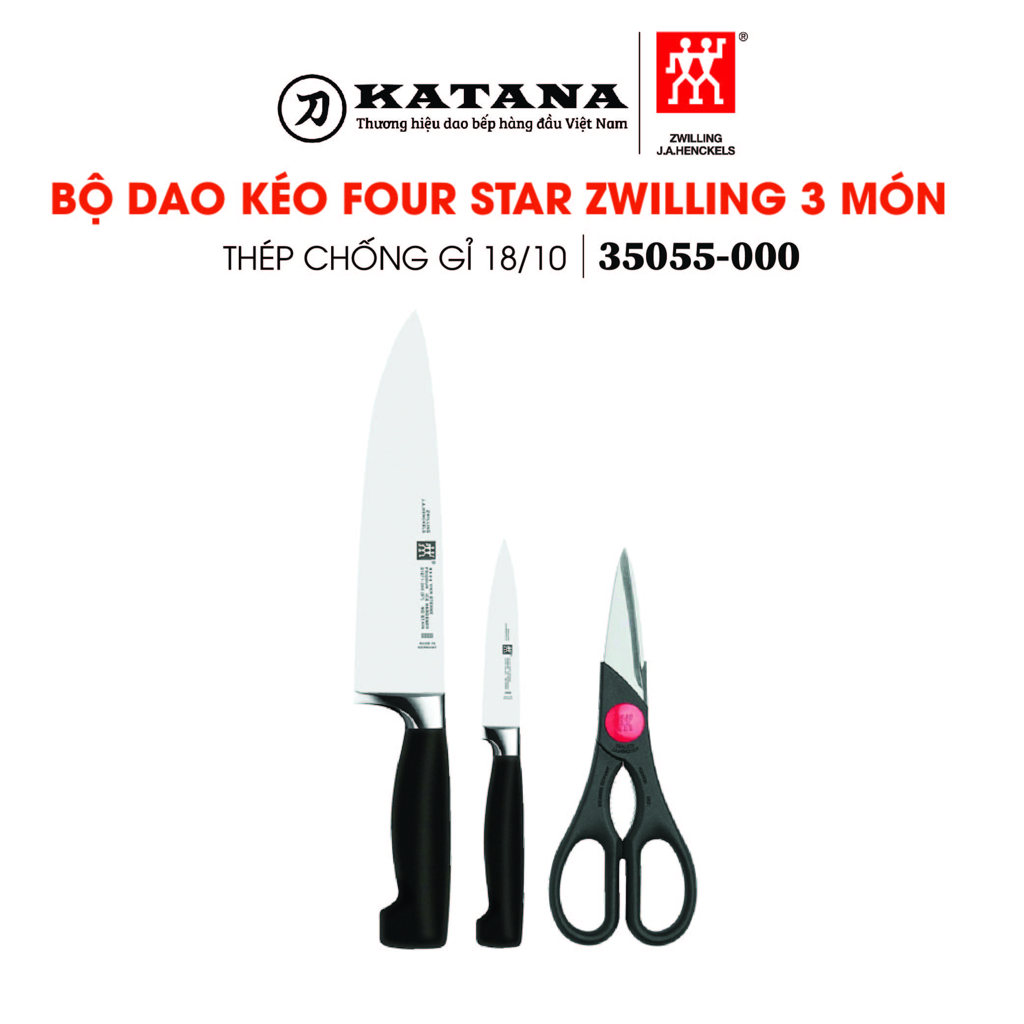 [Trả góp 0%]ZWILLING - Bộ dao Four Star - 3 món