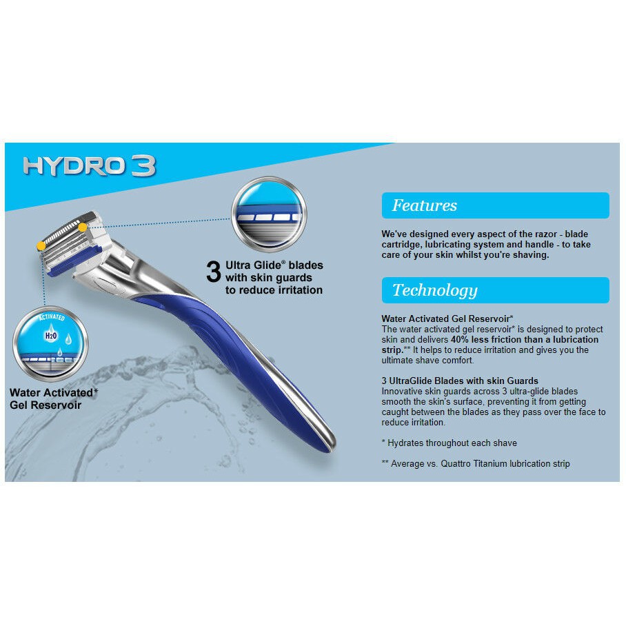 Dao Cạo Râu Wilkinson Sword Hydro 3 Cho Nam, 1 + 8 pcs