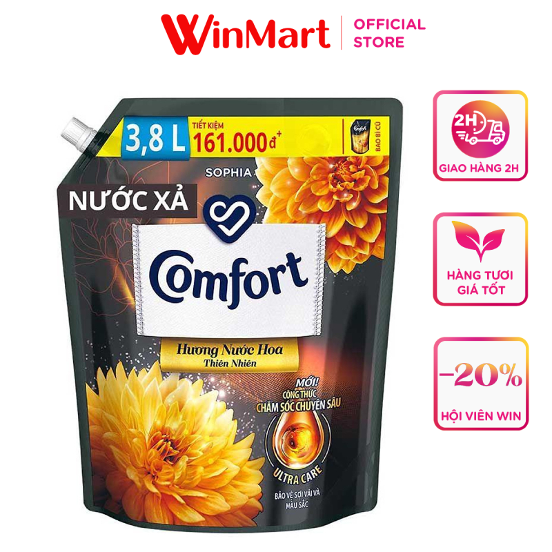-Nước xả Comfort chăm sóc chuyên sâu nước hoa thiên nhiên sofia túi 3,8L