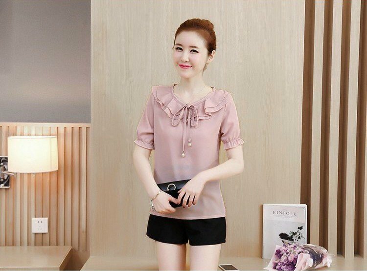 ÁO KIỂU CỔ BÈO PHỐI NƠ HARA_[Giá gốc tận xưởng]