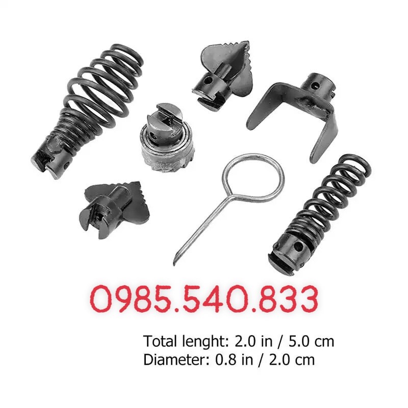 Dây thông tắc cống dùng cho máy khoan ( 12M dây + 6 đầu thông+ đầu kết nối máy khoan )