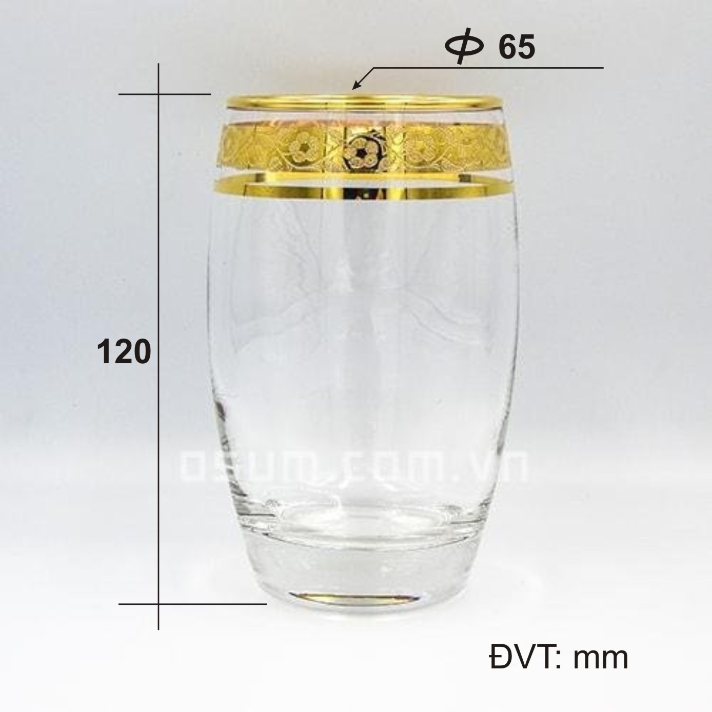 Bộ 6 cốc thủy tinh 350ml khảm vàng