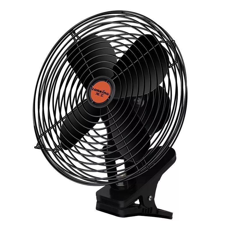 Quạt kẹp lồng sắt cánh sắt 22cm màu đen/xanh 12v hoặc 24v kẹp trên ô tô xe hơi