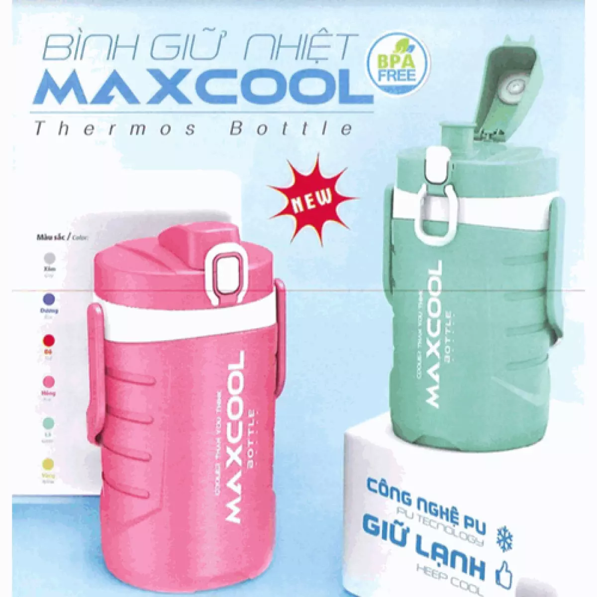 [HCM][DEAL LAZ] Bình giữ nhiệt Duy Tân 1 lít maxcool có quai xách có vòi tiện lợi/Bình đựng đá giữ nóng lạnh an toàn