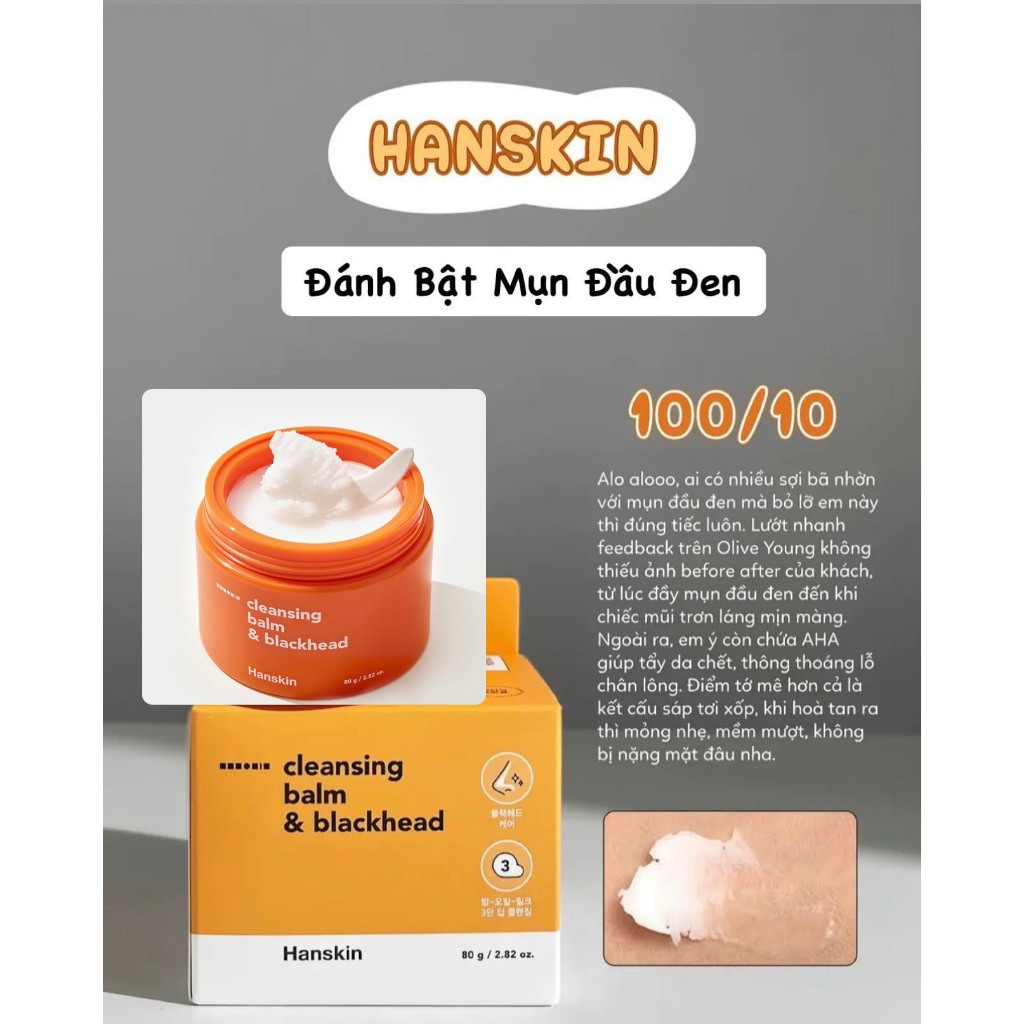 Sáp Tẩy Trang Hanskin Pore Cleansing Balm AHA 80g