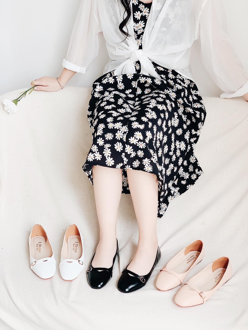 [HỖ TRỢ ĐỔI SIZE] giày búp bê phối dây khóa ngang