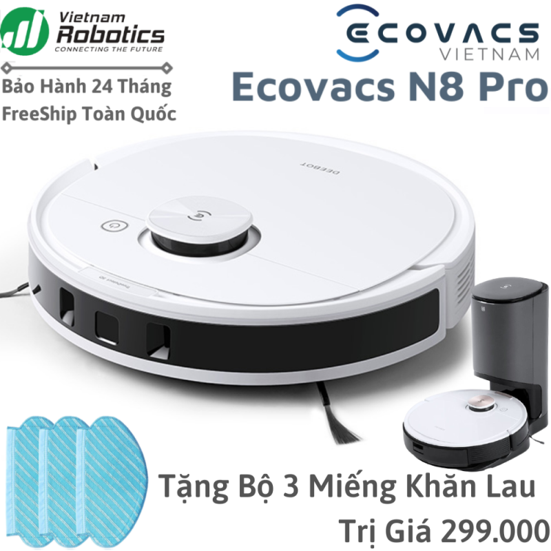 [FreeShip+Trả Góp 0%] Robot Hút Bụi Lau Nhà Ecovacs Deebot N8 Pro Bản Quốc Tế Chính Hãng Bảo Hành 24 Tháng - Lưc Hút 2600PA, Bản Đồ Lasez TrueMapping Chính Xác Hơn Gấp 4 Lần  Định Vị Vật Cản Xa Hơn Gấp 2 Lần, Công Nghệ TrueDetect 3D