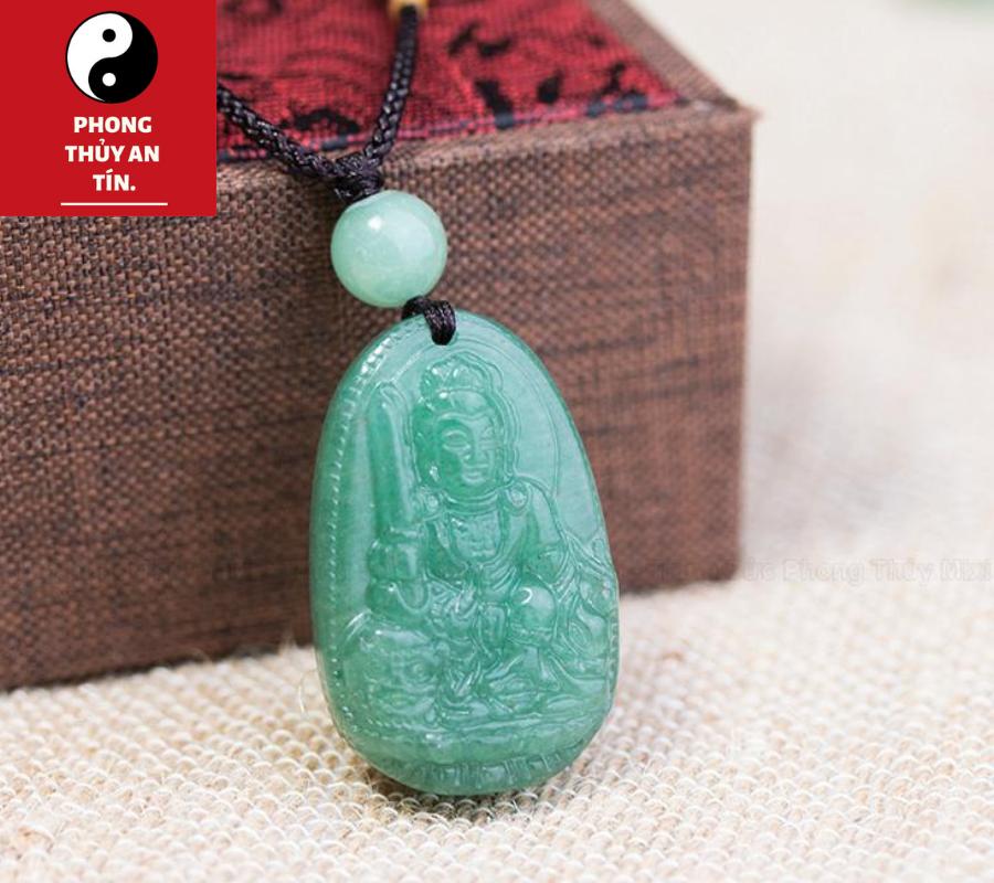 Mặt Phật Văn Thù Bồ Tát đá Thạch anh xanh - An Tín