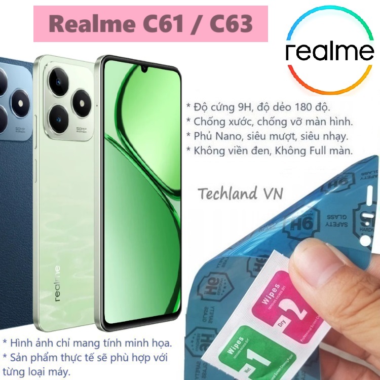 Cường Lực Phủ Nano Realme C61 / Realme C63 - Trong Suốt, Không Full Màn, Không Viền Đen
