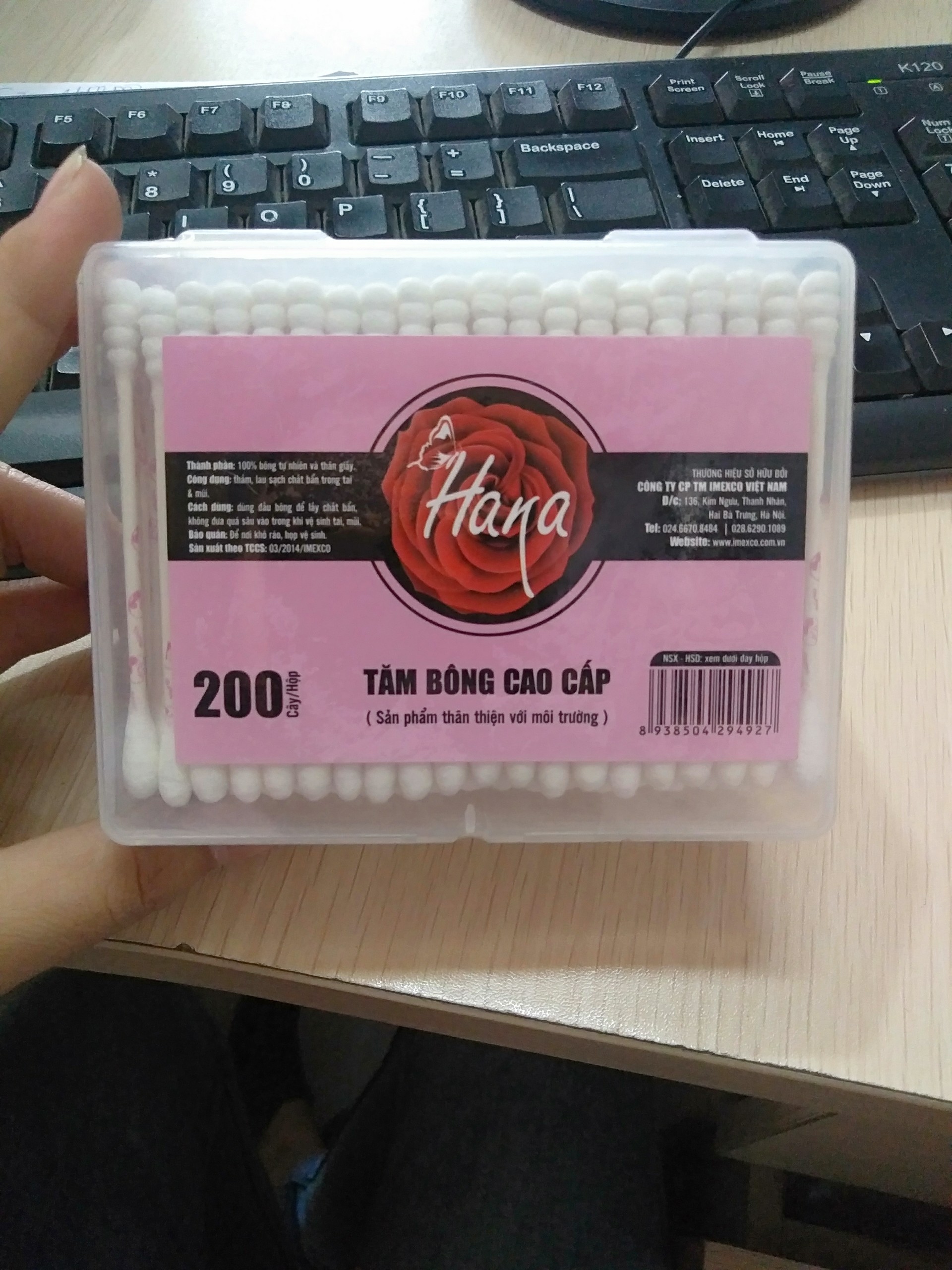 Tăm bông cao cấp Hana lõi giấy 200 que