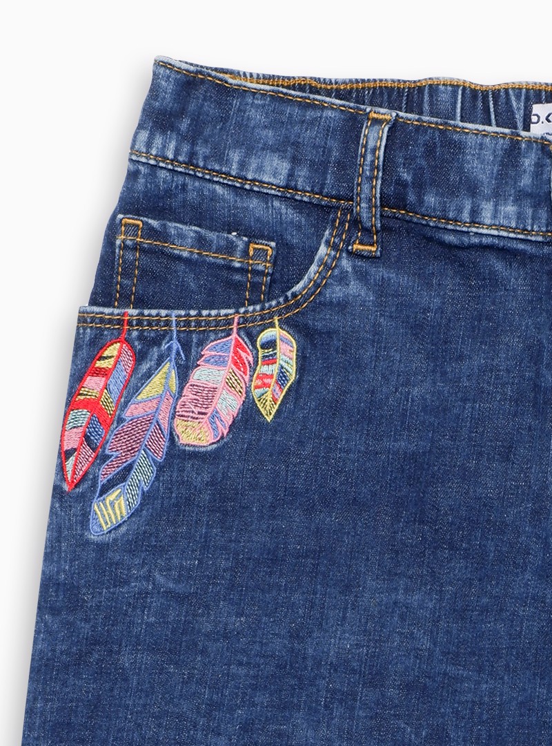 Quần Short Bé Gái Boho embroidered pull on shorts
