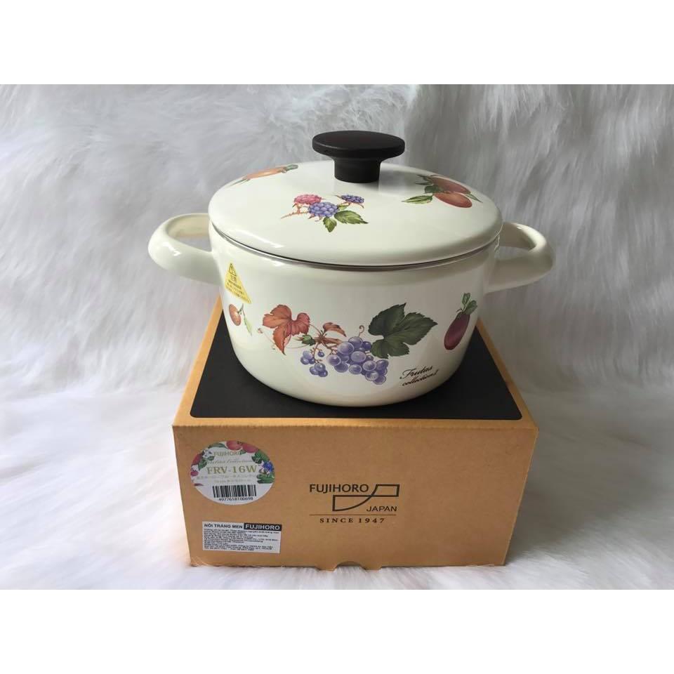 Giảm giá Nồi thép tráng men nhật fujihoro frv-16w 16cm - 1.6l frutas collection ii - xài tốt bếp từ - BeeCost