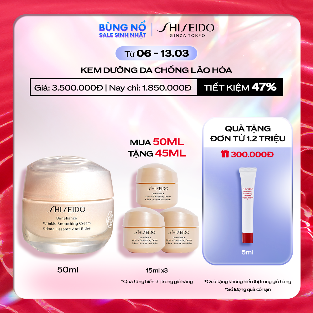 [MUA 1 TẶNG 4 - DUY NHẤT 11.11] Kem dưỡng da chống lão hóa Shiseido Benefiance Wrinkle Smoothing Cream 50ml