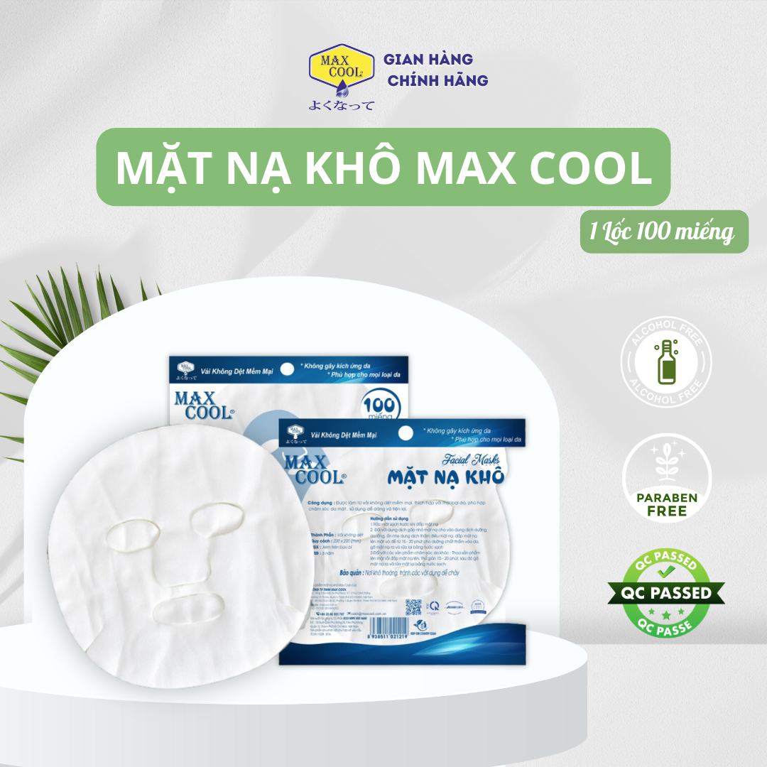 1 bao 100 miếng mặt nạ giấy, mặt nạ khô Max Cool