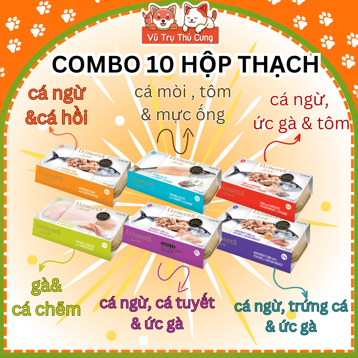 Combo of 10 Pate Ultimates boxes for cat (85g per box)