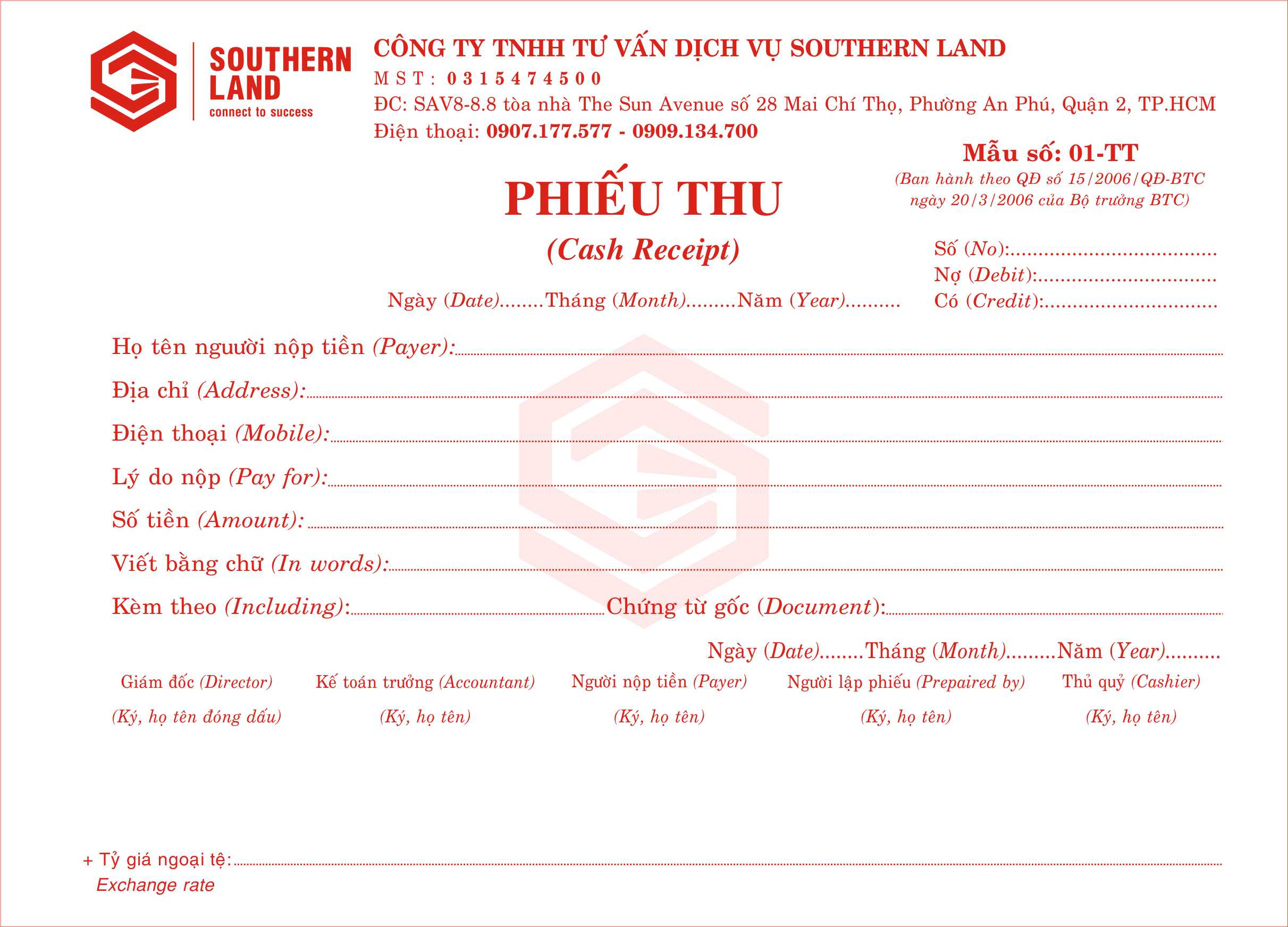 BIÊN NHẬN IN THEO YÊU CẦU (Giấy 2 liên) 5 CUỐN