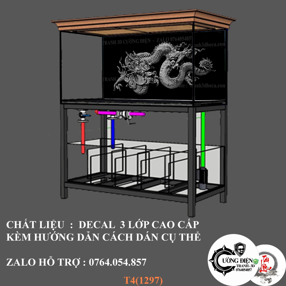 Decal dán bể cá cảnh 3D , siêu nét , chân thực