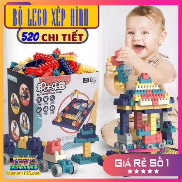 Đồ chơi xếp hình, Bộ xếp hình LEGO 520 chi tiết,chi tiết cho bé -Các mảnh ghép với nhiều kích thước khác nhau giúp bé thoải mái tư duy sáng tạo